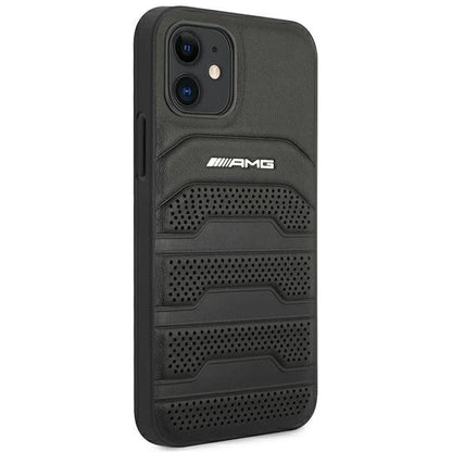 AMG AMHCP12SGSEBK iPhone 12 mini 5,4" czarny/black hardcase Leather Debossed Lines_3