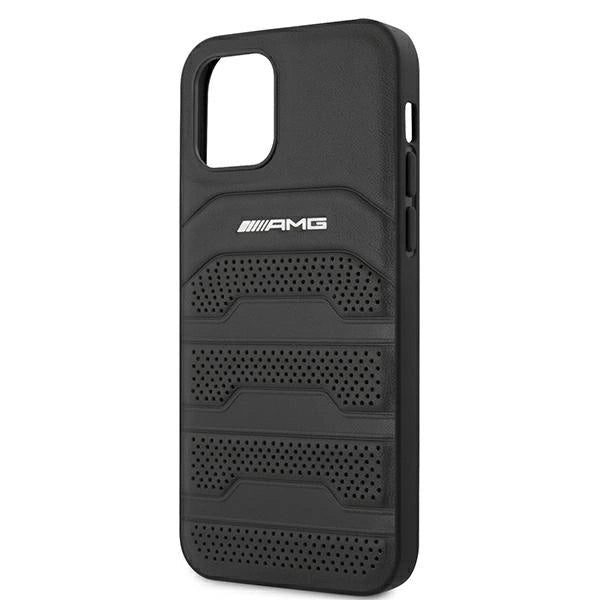 AMG AMHCP12SGSEBK iPhone 12 mini 5,4" czarny/black hardcase Leather Debossed Lines_5
