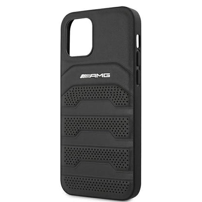 AMG AMHCP12SGSEBK iPhone 12 mini 5,4" czarny/black hardcase Leather Debossed Lines_5