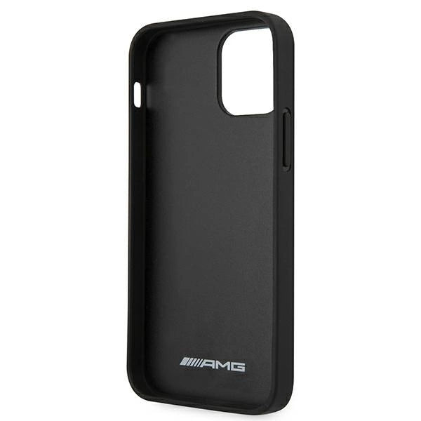 AMG AMHCP12SGSEBK iPhone 12 mini 5,4" czarny/black hardcase Leather Debossed Lines_6
