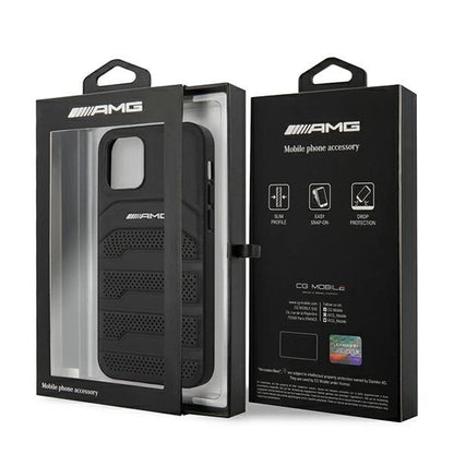 AMG AMHCP12SGSEBK iPhone 12 mini 5,4" czarny/black hardcase Leather Debossed Lines_7
