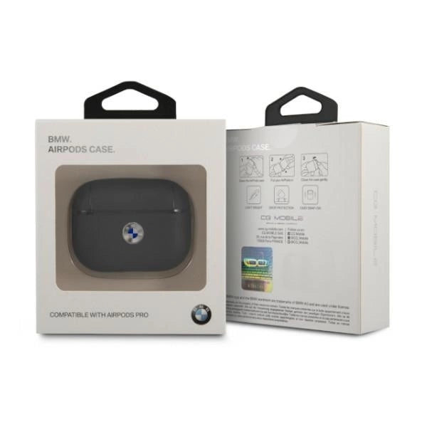 BMW BMAPSSLNA AirPods Pro cover granatowy/navy Geniune Leather Silver Logo_2