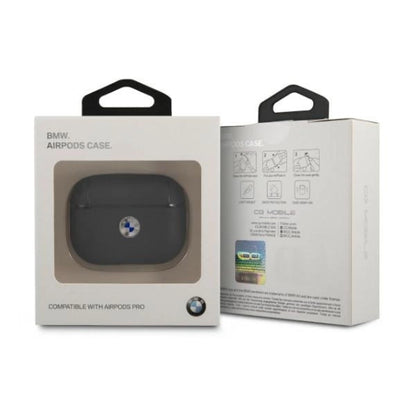 BMW BMAPSSLNA AirPods Pro cover granatowy/navy Geniune Leather Silver Logo_2