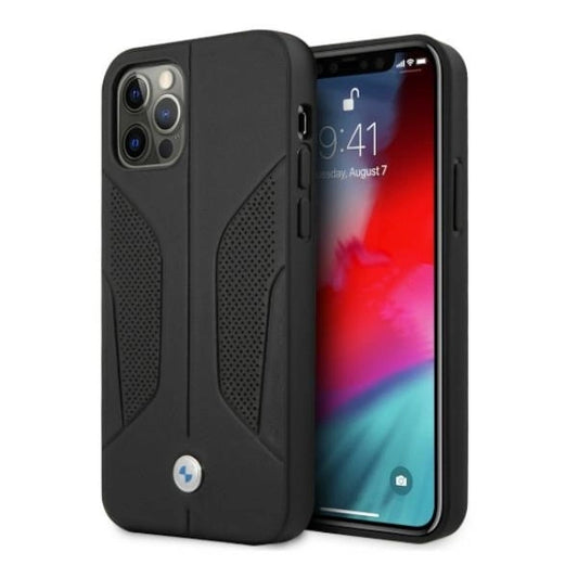 Etui BMW BMHCP12LRSCSK iPhone 12 Pro Max 6,7" czarny/black hardcase Leather Perforate Sides_0