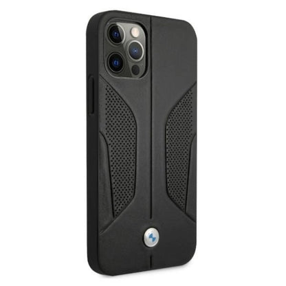 Etui BMW BMHCP12LRSCSK iPhone 12 Pro Max 6,7" czarny/black hardcase Leather Perforate Sides_3