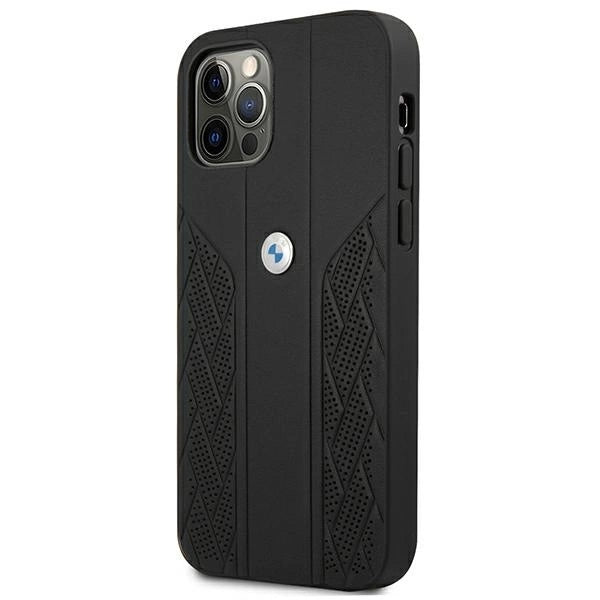 Etui BMW BMHCP12LRSPPK iPhone 12 Pro Max 6,7" czarny/black hardcase Leather Curve Perforate_1