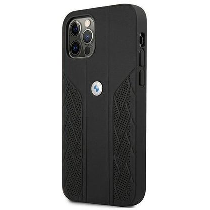 Etui BMW BMHCP12LRSPPK iPhone 12 Pro Max 6,7" czarny/black hardcase Leather Curve Perforate_1