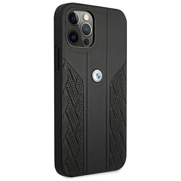 Etui BMW BMHCP12LRSPPK iPhone 12 Pro Max 6,7" czarny/black hardcase Leather Curve Perforate_3