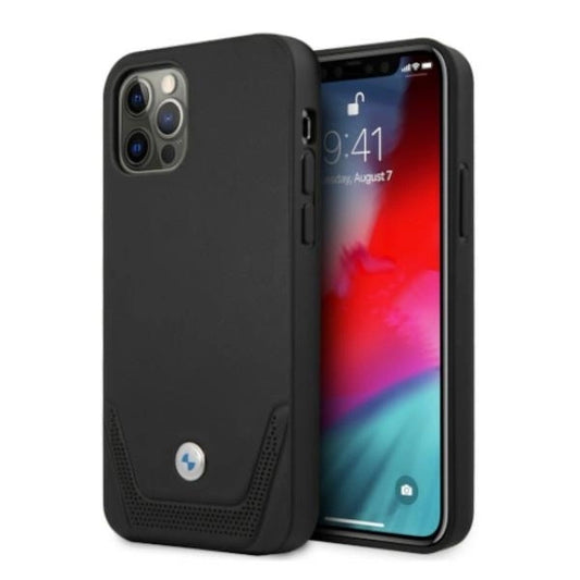 Etui BMW BMHCP12LRSWPK iPhone 12 Pro Max 6,7" czarny/black hardcase Leather Perforate_0