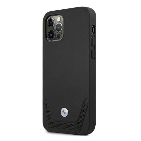 Etui BMW BMHCP12LRSWPK iPhone 12 Pro Max 6,7" czarny/black hardcase Leather Perforate_1