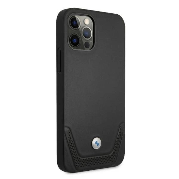 Etui BMW BMHCP12LRSWPK iPhone 12 Pro Max 6,7" czarny/black hardcase Leather Perforate_3