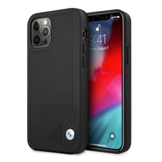Etui BMW BMHCP12MRCDPK iPhone 12/12 Pro 6,1" czarny/black hardcase Leather Deboss_0