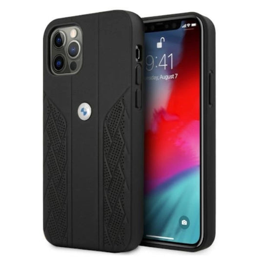 Etui BMW BMHCP12MRSPPK iPhone 12/12 Pro 6,1" czarny/black hardcase Leather Curve Perforate_0