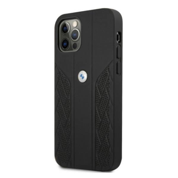 Etui BMW BMHCP12MRSPPK iPhone 12/12 Pro 6,1" czarny/black hardcase Leather Curve Perforate_1