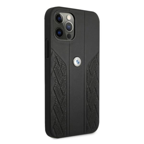 Etui BMW BMHCP12MRSPPK iPhone 12/12 Pro 6,1" czarny/black hardcase Leather Curve Perforate_3