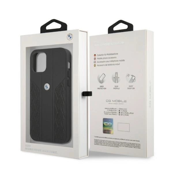 Etui BMW BMHCP12MRSPPK iPhone 12/12 Pro 6,1" czarny/black hardcase Leather Curve Perforate_7