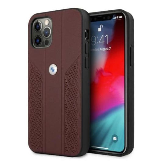 Etui BMW BMHCP12MRSPPR iPhone 12/12 Pro 6,1" czerwony/red hardcase Leather Curve Perforate_0