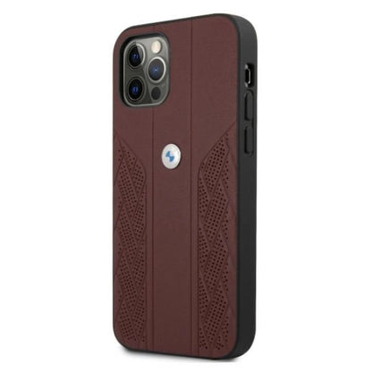 Etui BMW BMHCP12MRSPPR iPhone 12/12 Pro 6,1" czerwony/red hardcase Leather Curve Perforate_1