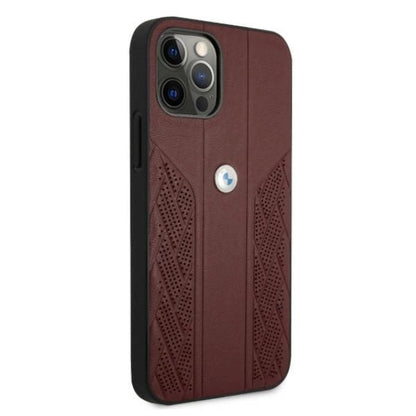 Etui BMW BMHCP12MRSPPR iPhone 12/12 Pro 6,1" czerwony/red hardcase Leather Curve Perforate_3
