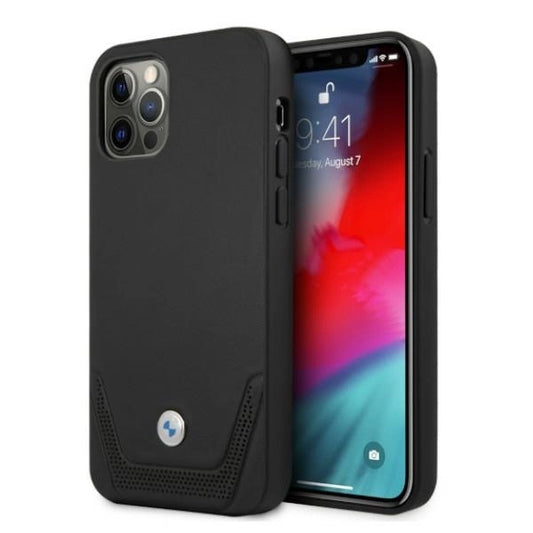 Etui BMW BMHCP12MRSWPK iPhone 12/12 Pro 6,1" czarny/black hardcase Leather Perforate_0