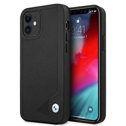 Etui BMW BMHCP12SRCDPK iPhone 12 mini 5,4" czarny/black hardcase Leather Deboss_0