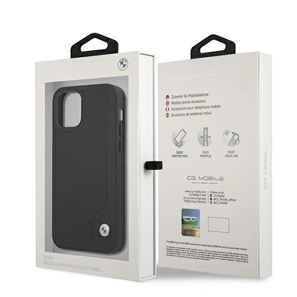 Etui BMW BMHCP12SRCDPK iPhone 12 mini 5,4" czarny/black hardcase Leather Deboss_7