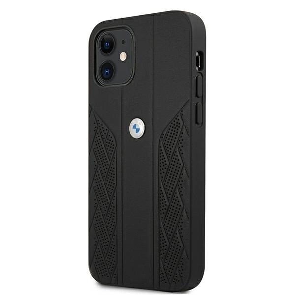 Etui BMW BMHCP12SRSPPK iPhone 12 mini 5,4" czarny/black hardcase Leather Curve Perforate_1