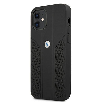 Etui BMW BMHCP12SRSPPK iPhone 12 mini 5,4" czarny/black hardcase Leather Curve Perforate_1