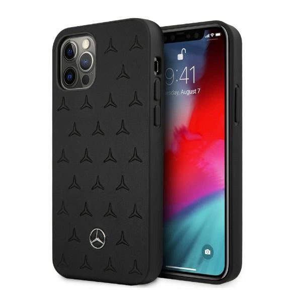 Mercedes MEHCP12LPSQBK iPhone 12 Pro Max 6,7" czarny/black hardcase Leather Stars Pattern_0
