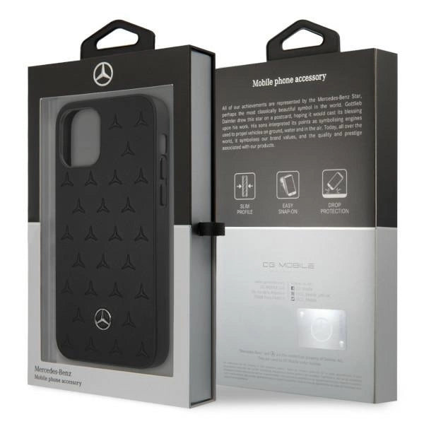 Mercedes MEHCP12LPSQBK iPhone 12 Pro Max 6,7" czarny/black hardcase Leather Stars Pattern_7
