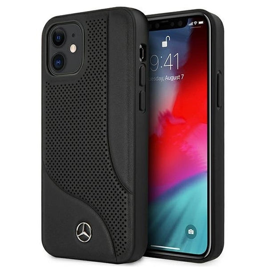 Mercedes MEHCP12SCDOBK iPhone 12 mini 5,4" czarny/black hardcase Leather Perforated Area_0