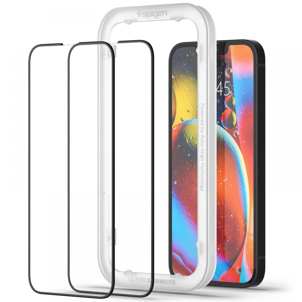 Spigen ALM Glass FC Tempered Glass for iPhone 13 / 13 Pro / 14 - Black 2 pcs._9