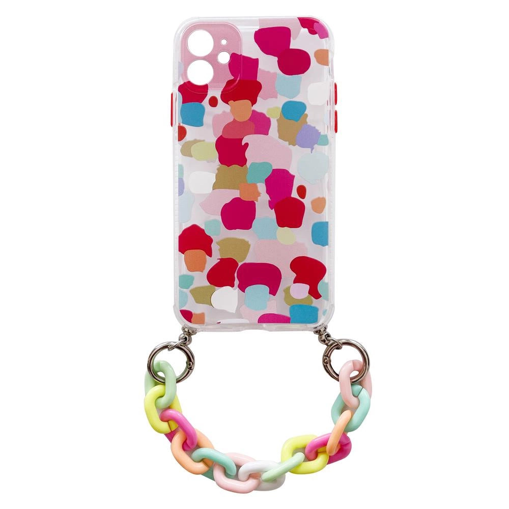 Color Chain Case gel flexible elastic case cover with a chain pendant for iPhone 8 Plus / iPhone 7 Plus multicolour_0