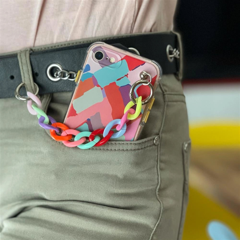 Color Chain Case gel flexible elastic case cover with a chain pendant for iPhone 8 Plus / iPhone 7 Plus multicolour_3