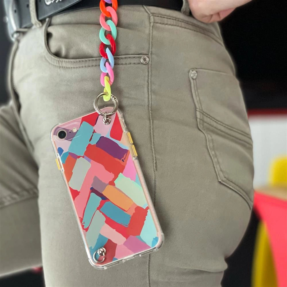 Color Chain Case gel flexible elastic case cover with a chain pendant for iPhone 8 Plus / iPhone 7 Plus multicolour_4