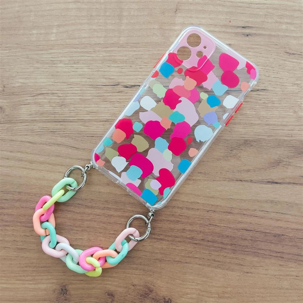 Color Chain Case gel flexible elastic case cover with a chain pendant for iPhone 8 Plus / iPhone 7 Plus multicolour_5