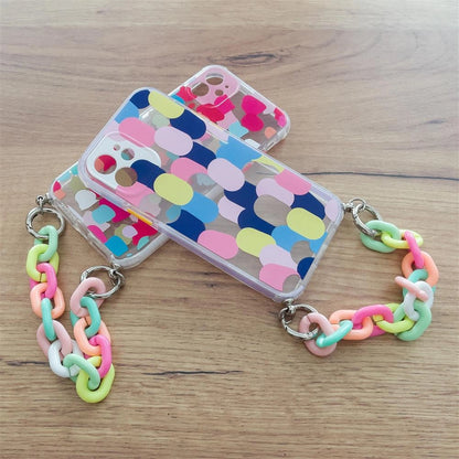 Color Chain Case gel flexible elastic case cover with a chain pendant for iPhone 8 Plus / iPhone 7 Plus multicolour_7