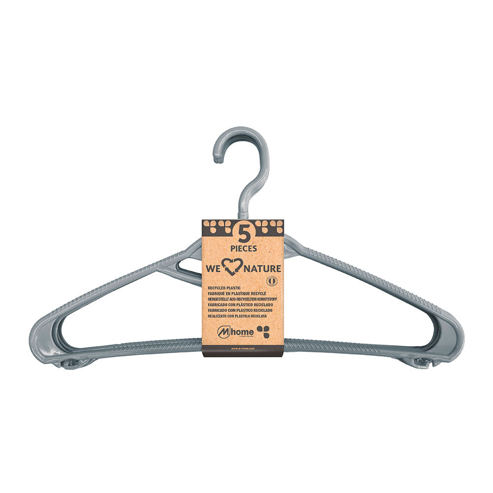 Pack de 5 cabides de plÃ¡stico reciclado we nature cores diversas 42cm x 7mm._0