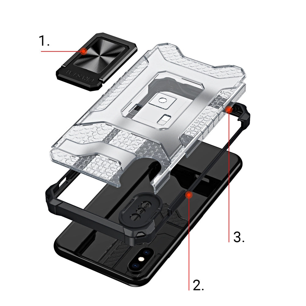 Crystal Ring Case Kickstand Tough Rugged Cover for iPhone XS Max red_6
