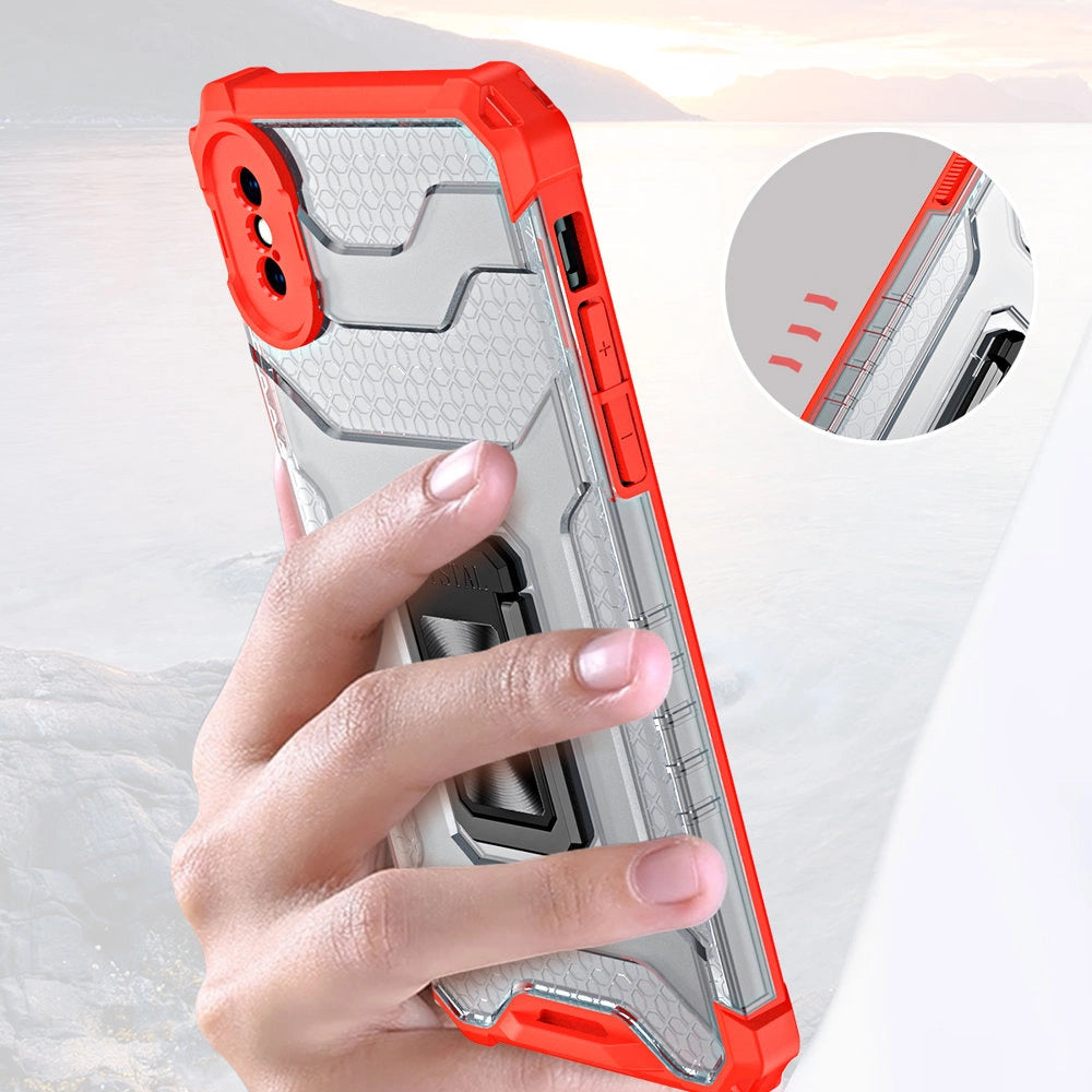 Crystal Ring Case Kickstand Tough Rugged Cover for iPhone XS Max red_8