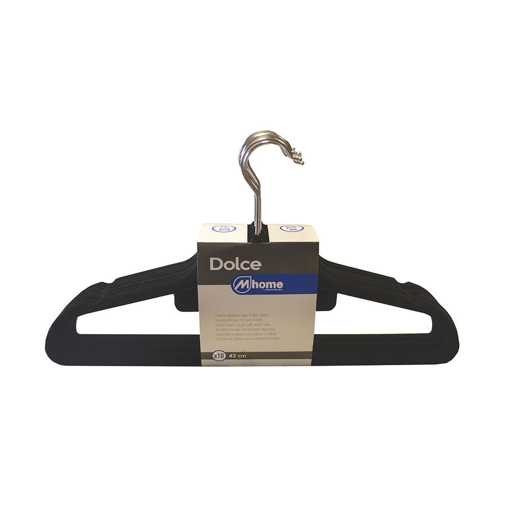 Lote de 10 cabides de plÃ¡stico com acabamento veludo 42cm_0