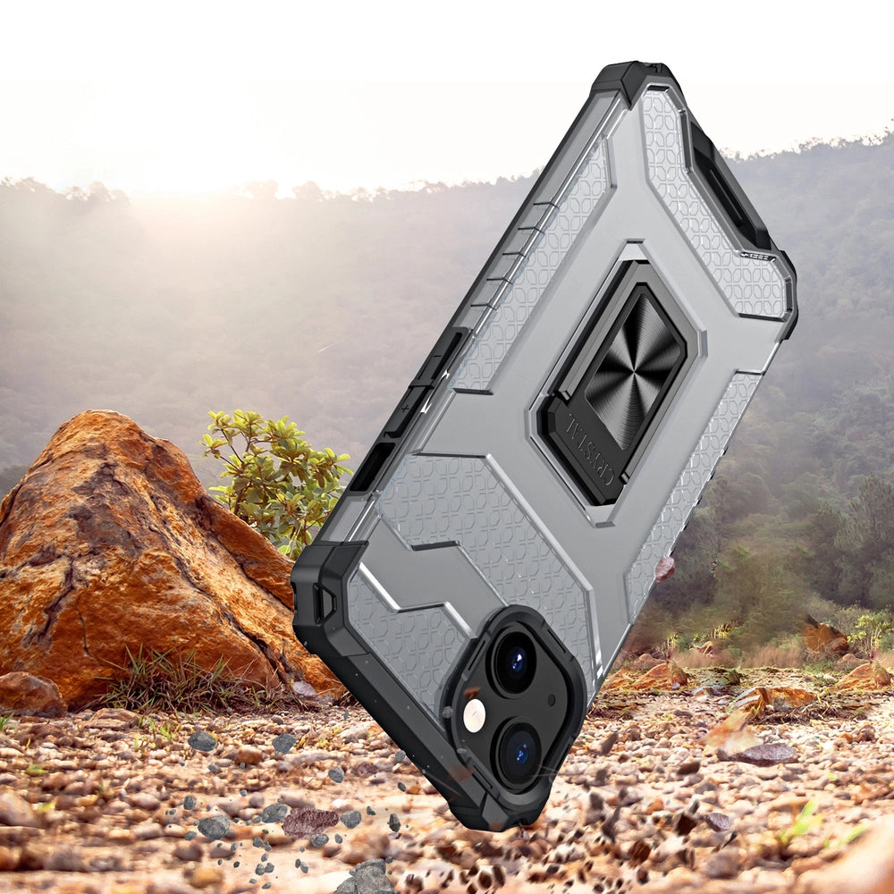 Crystal Ring Case Kickstand Tough Rugged Cover for iPhone 13 mini black_3