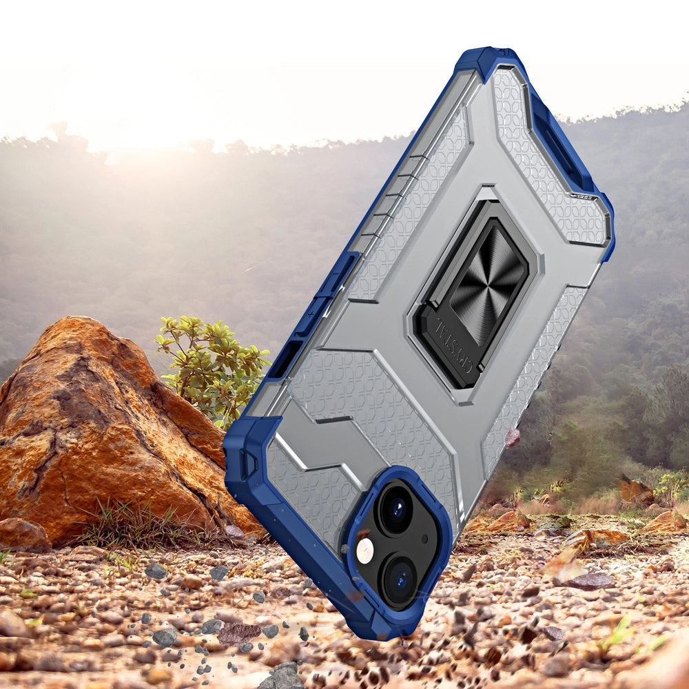 Crystal Ring Case Kickstand Tough Rugged Cover for iPhone 13 mini blue_1