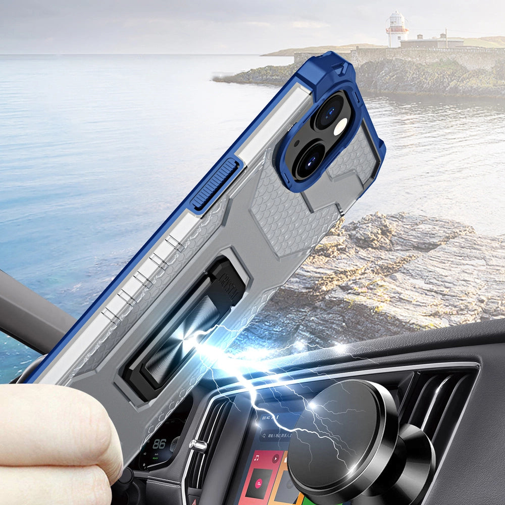 Crystal Ring Case Kickstand Tough Rugged Cover for iPhone 13 mini blue_2