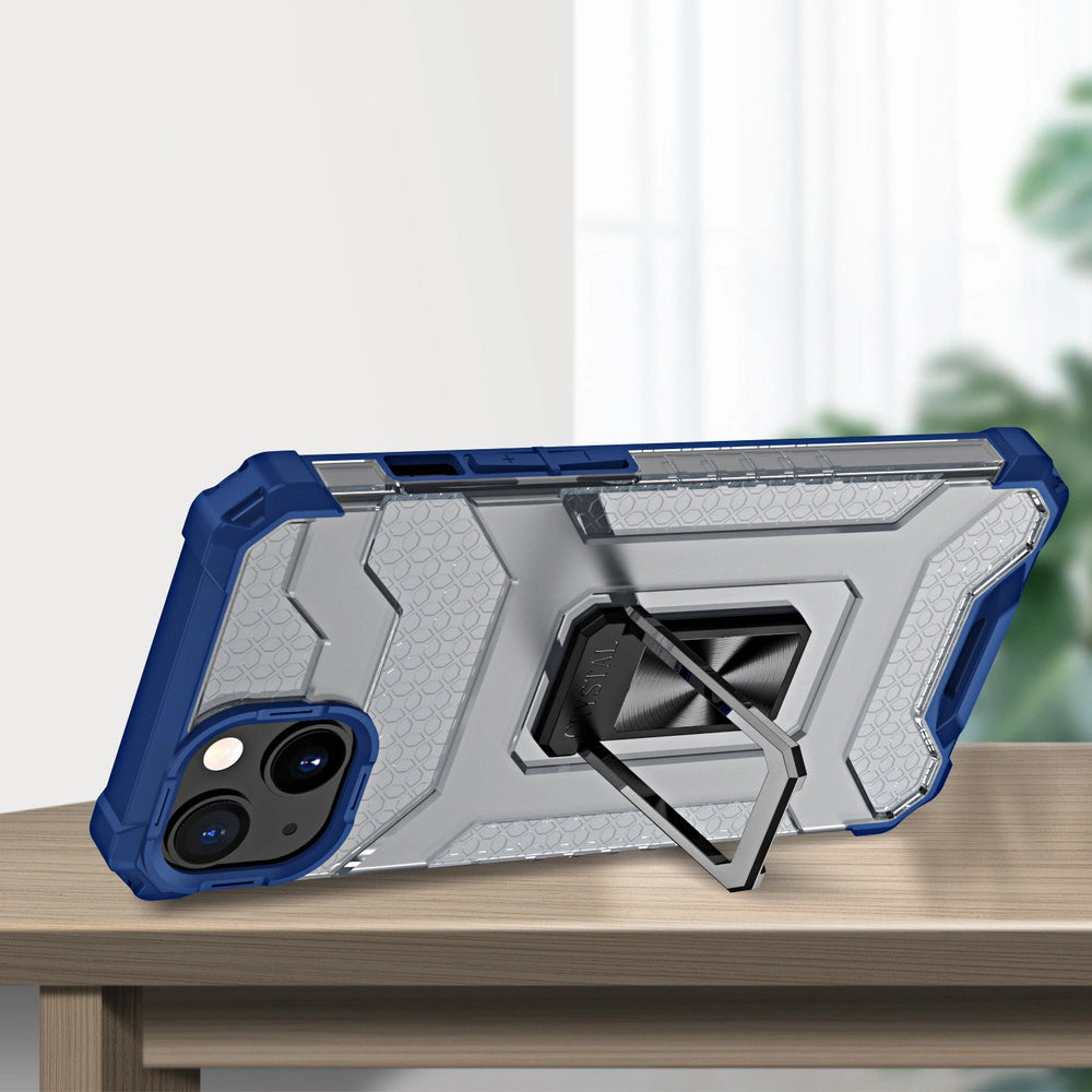 Crystal Ring Case Kickstand Tough Rugged Cover for iPhone 13 mini blue_6