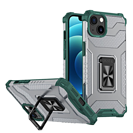 Crystal Ring Case Kickstand Tough Rugged Cover for iPhone 13 green_0