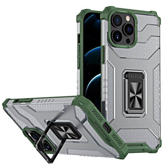 Crystal Ring Case Kickstand Tough Rugged Cover for iPhone 13 Pro green_0