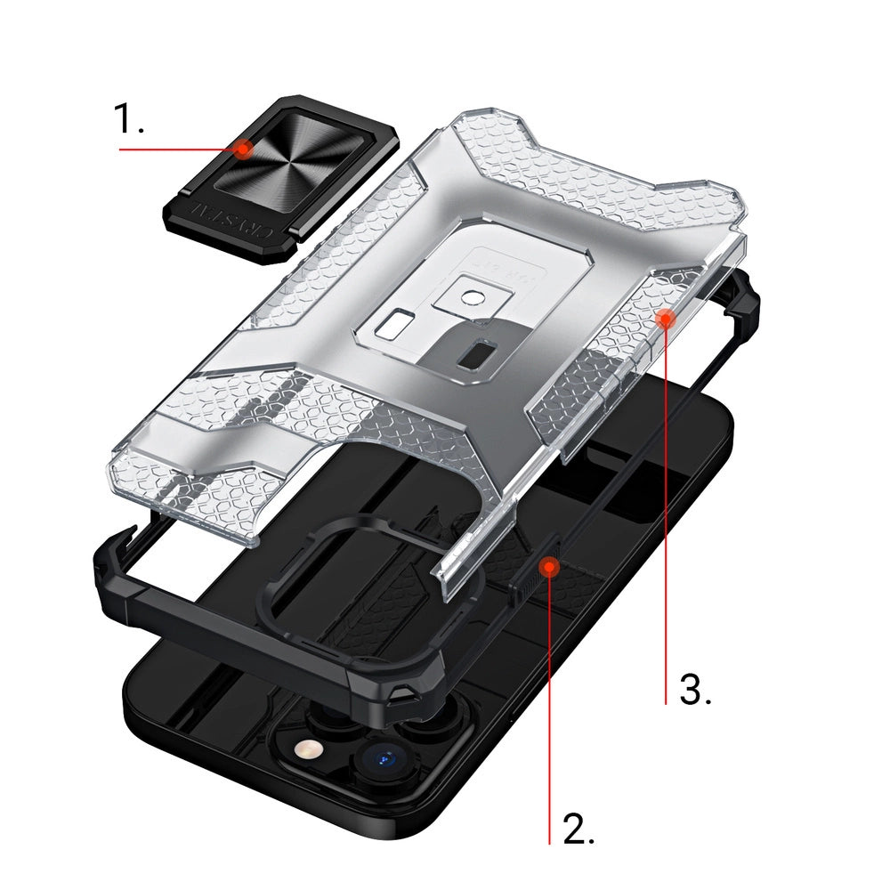 Crystal Ring Case Kickstand Tough Rugged Cover for iPhone 13 Pro Max black_5