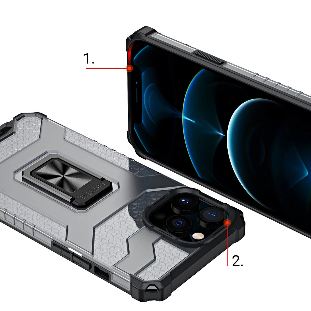 Crystal Ring Case Kickstand Tough Rugged Cover for iPhone 13 Pro Max black_6