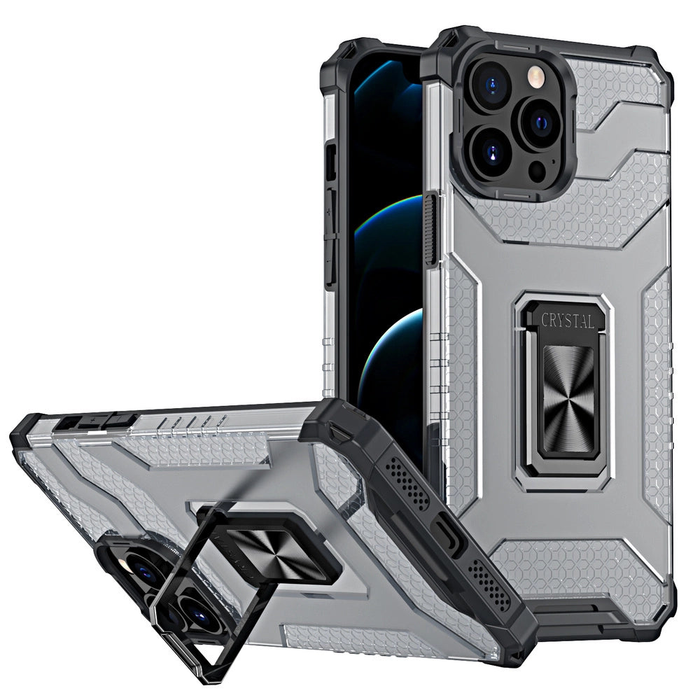 Crystal Ring Case Kickstand Tough Rugged Cover for iPhone 13 Pro Max black_0